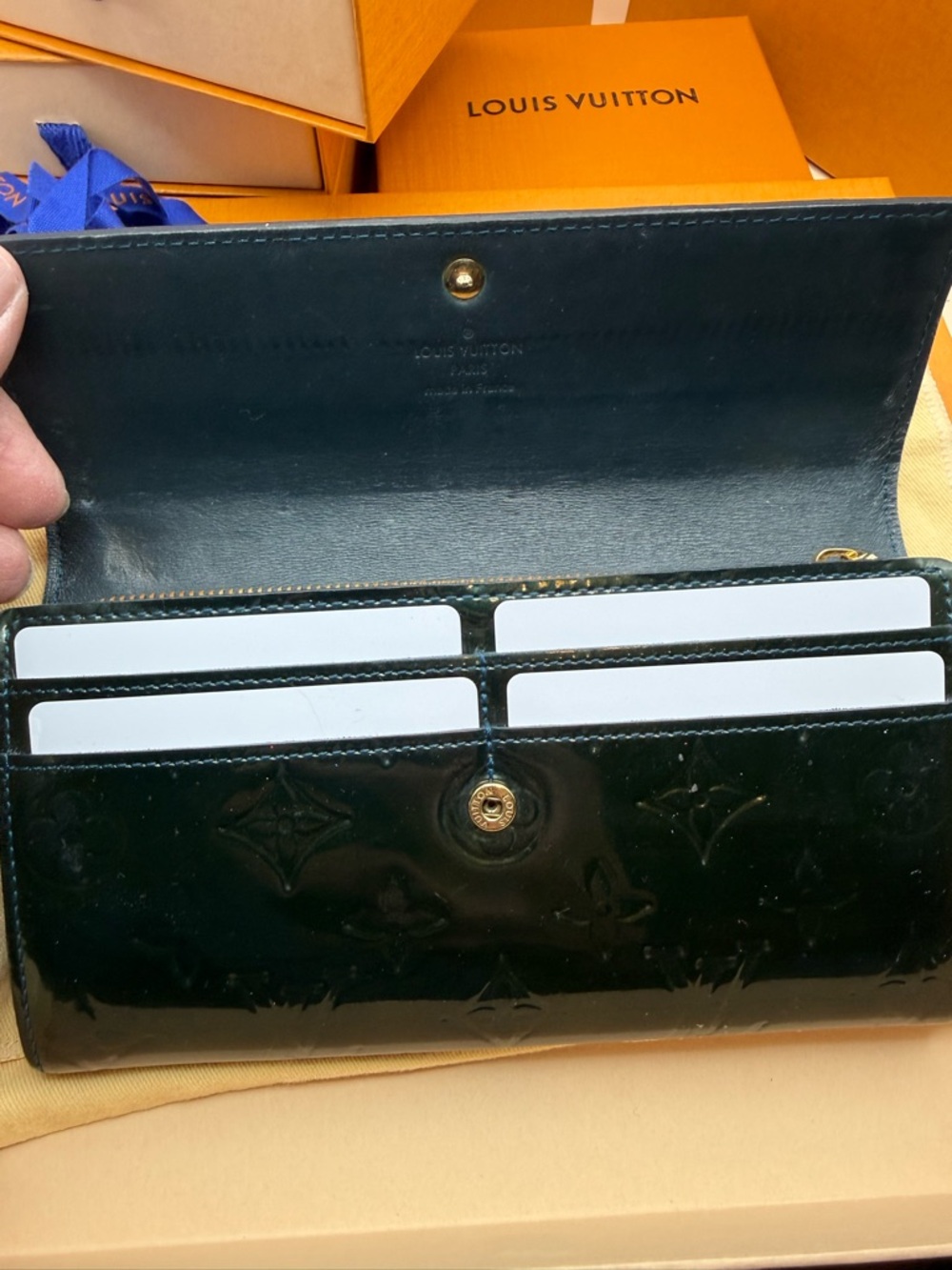 Louis Vuitton Dark Green Vernis Monogram Continental Wallet - Picture 3 of 14
